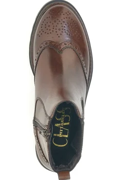 Stivaletti marroni in vera pelle con lavorazione brogue Pittarello class 682