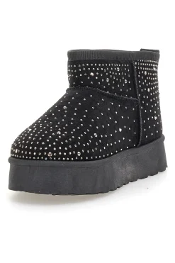 Stivaletti neri con strass e interno caldo con pelo Grazie Girls GB2030