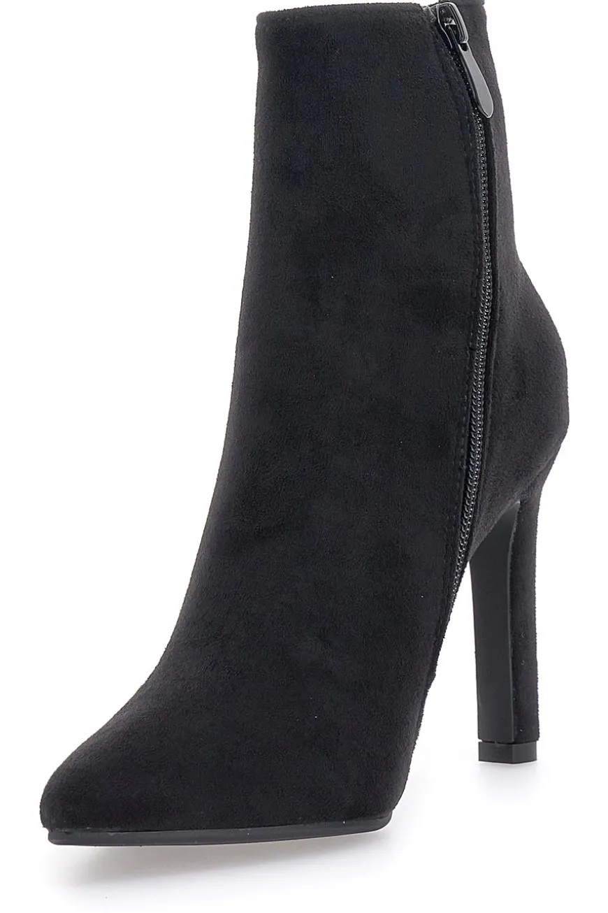 Stivaletti Neri Effetto Suede Con Tacco 10 cm THE FIRST 486