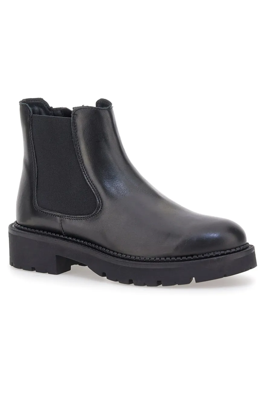 Stivaletti neri in vera pelle con suola carrarmato Pittarello glam 6436019