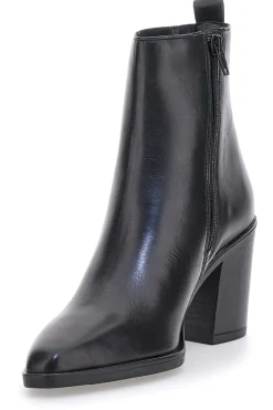 Stivaletti Neri Vera Pelle Con tacco a Blocco Pittarello Glam 52145