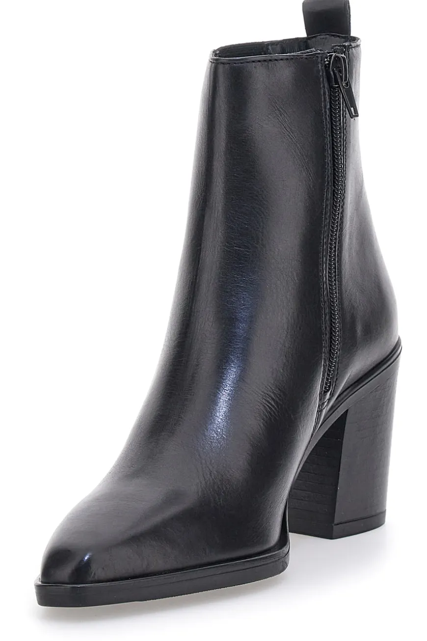 Stivaletti Neri Vera Pelle Con tacco a Blocco Pittarello Glam 52145