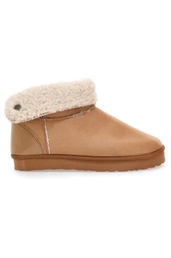 Stivaletti pantofola beige con risvolto in pelo e interno caldo Inblu 23 FX