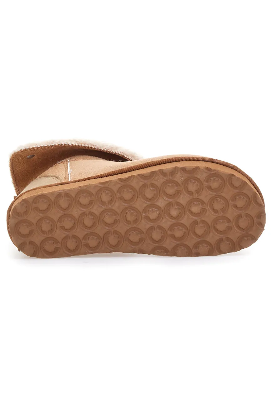 Stivaletti pantofola beige con risvolto in pelo e interno caldo Inblu 23 FX
