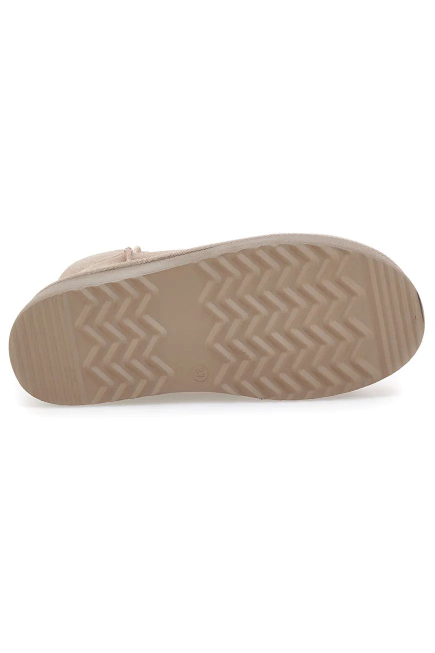 Stivaletti Pantofole beige suola platform e interno con pelo Mon Dieu L1251