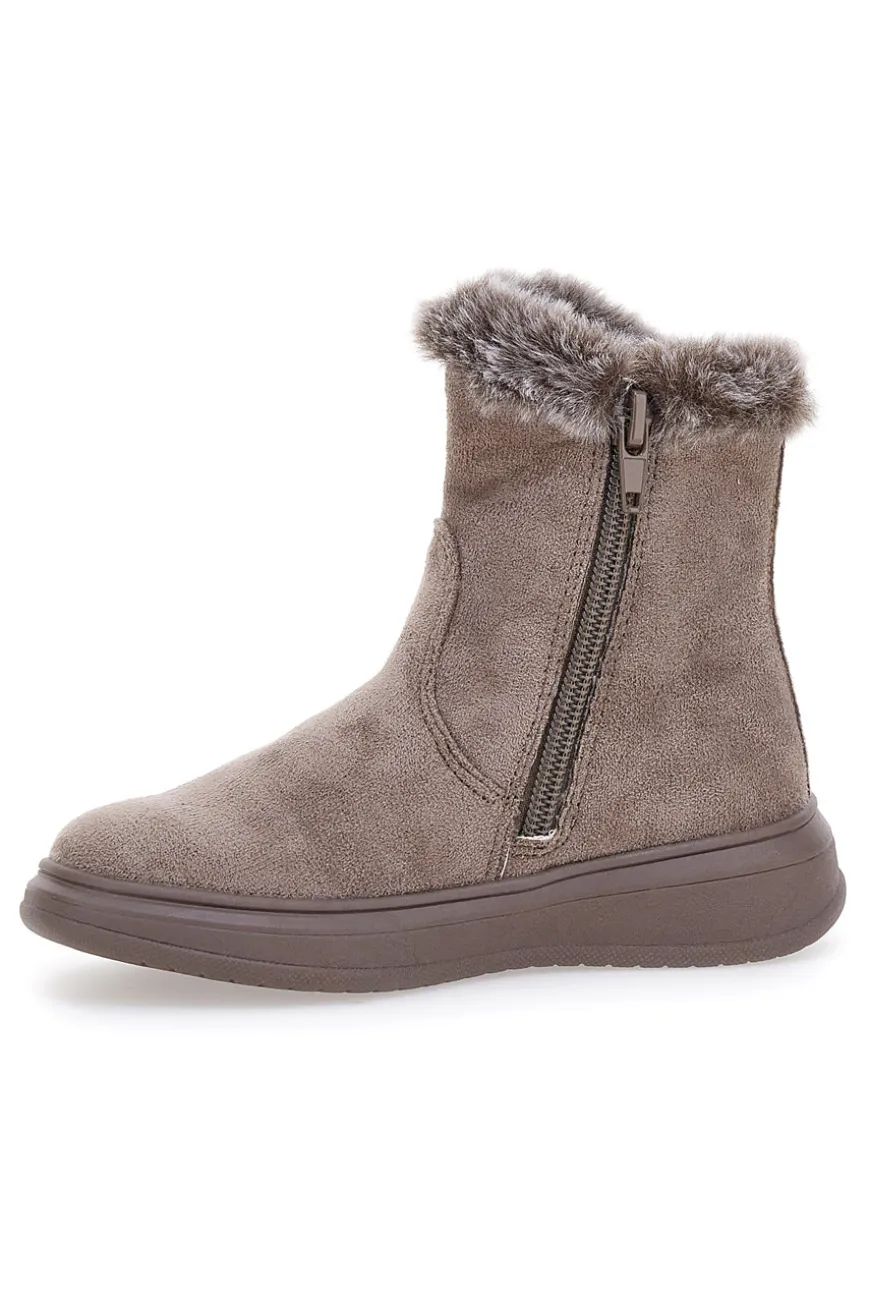 Stivaletti taupe con pelliccia sintetica e glitter Grazia 1625