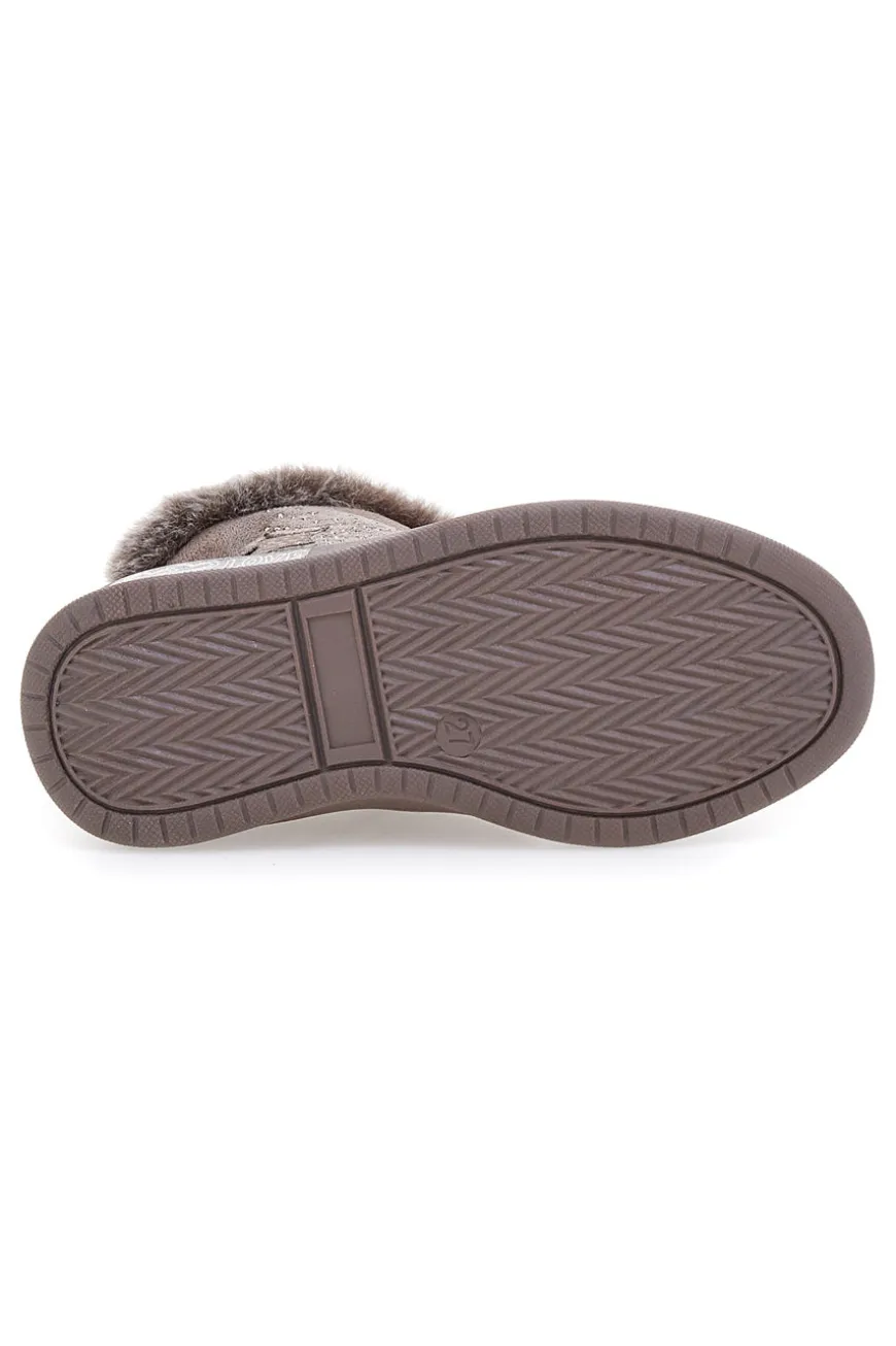 Stivaletti taupe con pelliccia sintetica e glitter Grazia 1625