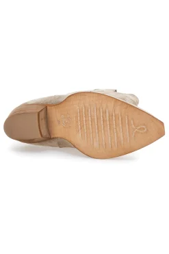 Stivaletti texani beige in vera pelle ricamati Pittarello love TEX4090
