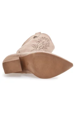 Stivaletti texani taupe con ricami laser Cafè Cost RQ9241
