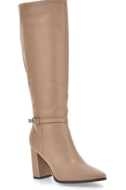 Stivali beige con tacco alto e cinturino Le Havre Paris 6002
