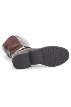 Stivali marroni con inserti elasticizzati e dettaglio metallico Energy I258