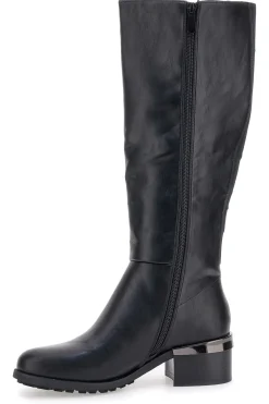 Stivali neri con logo laterale e tacco decorato Gianmarco Venturi SV0199