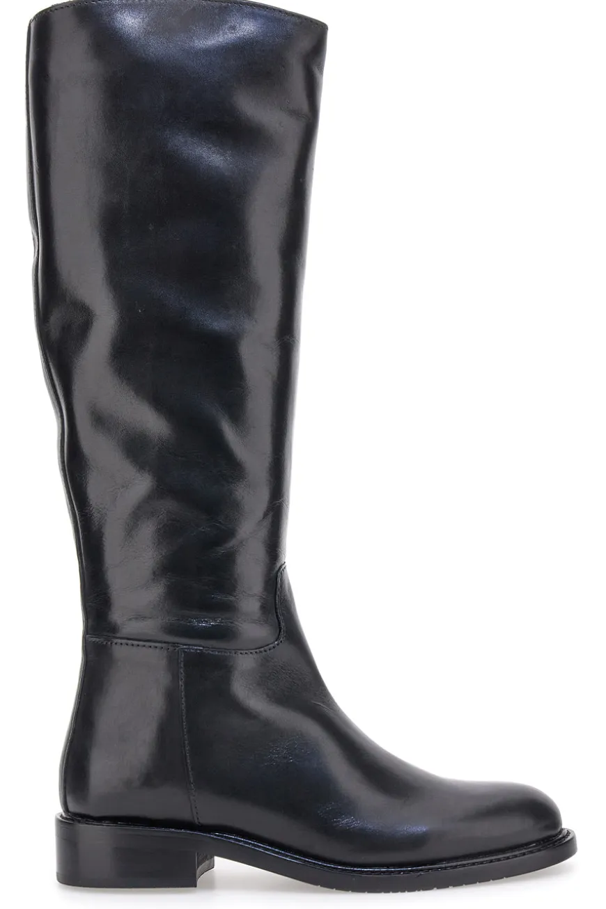 Stivali neri in vera pelle con zip laterale Pittarello Class RF24L447