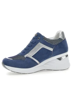 Stringate Blu con Platform e Tomaia Decorata INBLU 433 IN