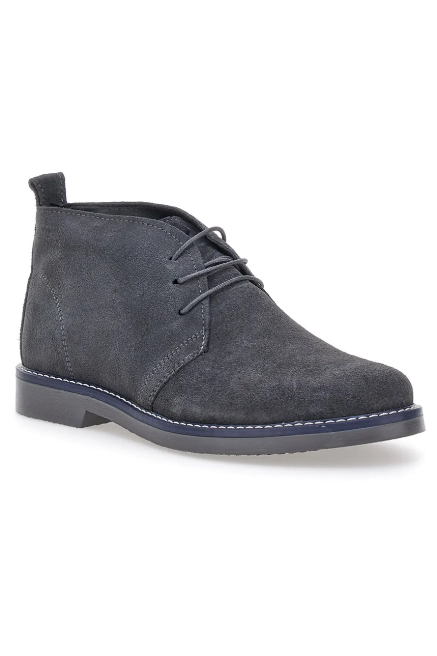 Stringate Grigie in Vera Pelle Scamosciata Max Dillan 2812