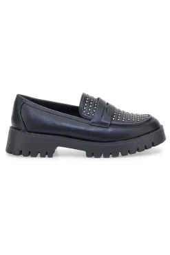 Talemi JN10125 schwarze Loafer mit Nieten und Profilsohle