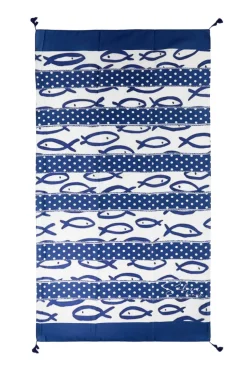 Telo mare blu con stampa Selun beach 261025