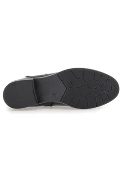 The First P623 Niedrige schwarze Stiefeletten mit seitlicher Schnalle