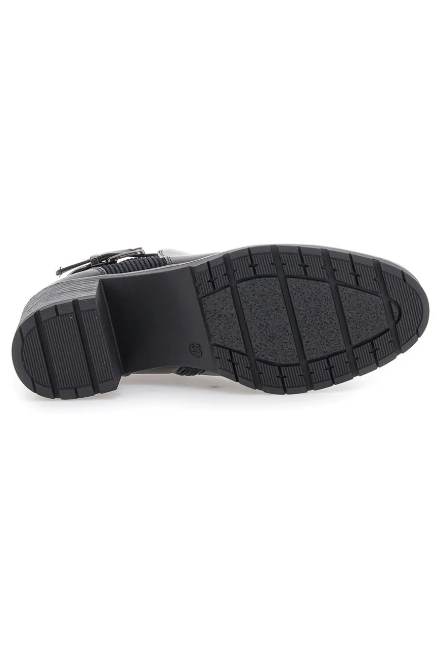 The First P628 schwarze Stiefeletten mit mittlerem Absatz und elastischer Seite