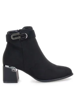 The First P618 – Schwarze Stiefeletten mit quadratischem Absatz