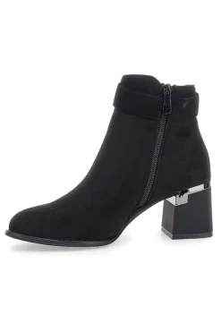 The First P618 – Schwarze Stiefeletten mit quadratischem Absatz