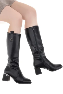 THE FIRST 499 Schwarze spitze High Heel Stiefel
