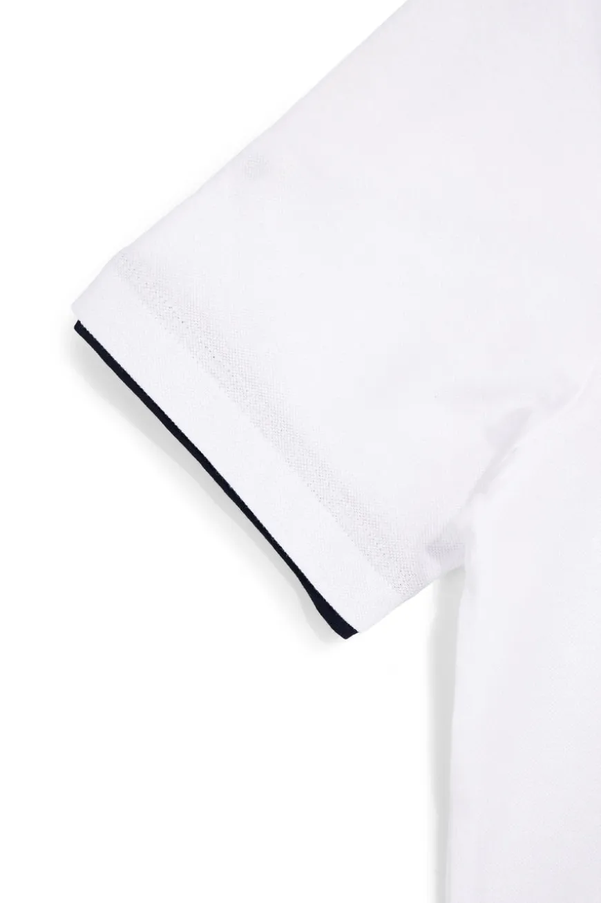 T-shirt bianca con profili a contrasto in cotone Us golf TS1053