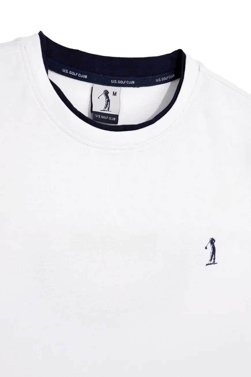 T-shirt bianca con profili a contrasto in cotone Us golf TS1053
