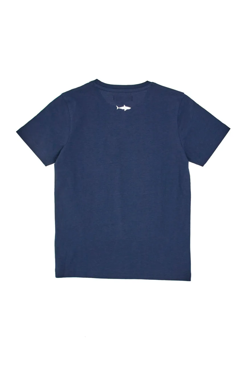 T-Shirt Blu con Squalo Stampato Pitt Kids PT-B-T-05019
