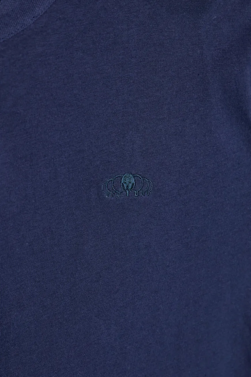 T-shirt blu girocollo bottoni tinta unita Sevenoaks NBY1443