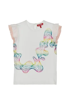 T-shirt con Volant Bianchi Pitt Kids 05083