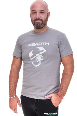 T-shirt grigia in cotone con logo Abarth AH025TE