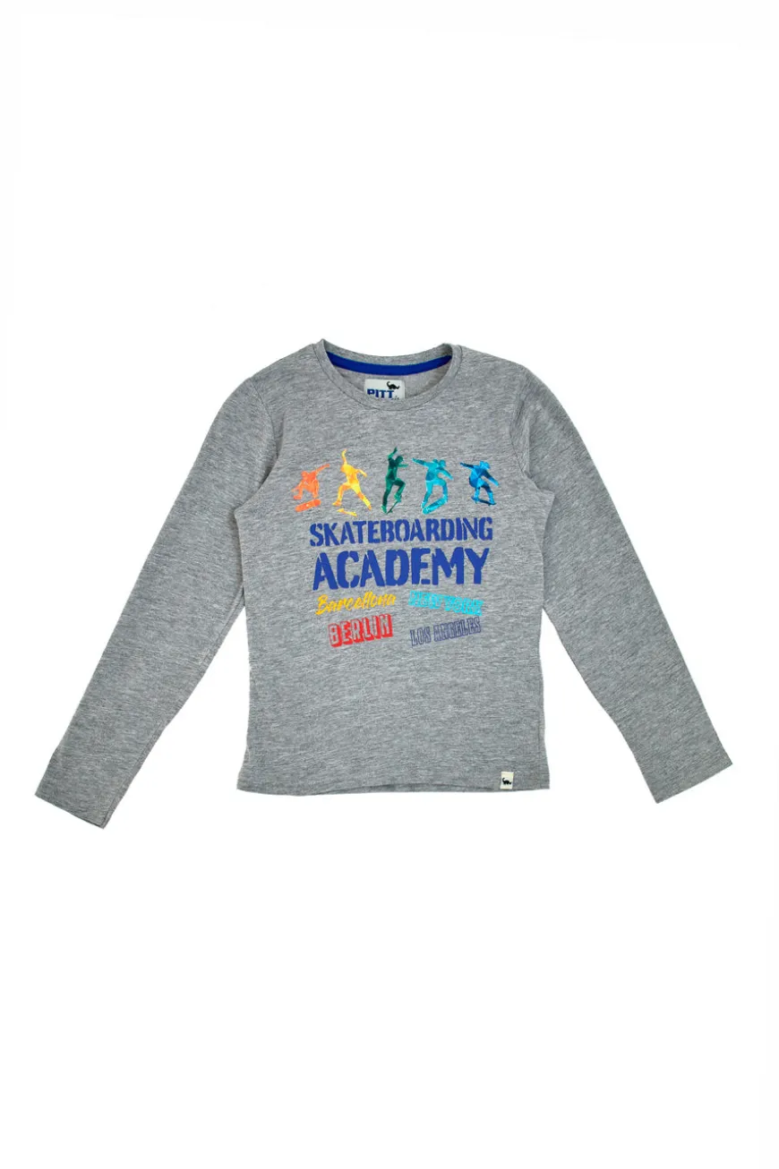 T-shirt Manica Lunga Pitt Kids 2034 Grigia Mélange