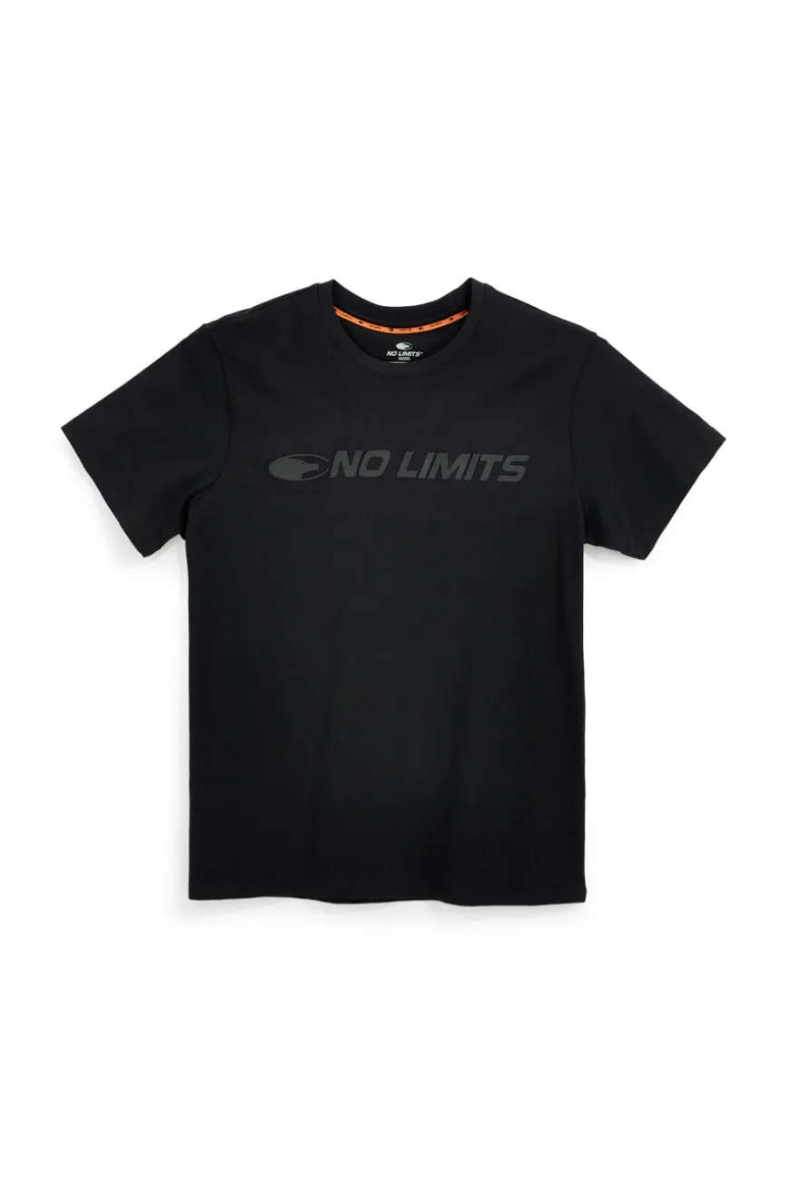 T-shirt nera a maniche corte con logo frontale No limits MATS049S24