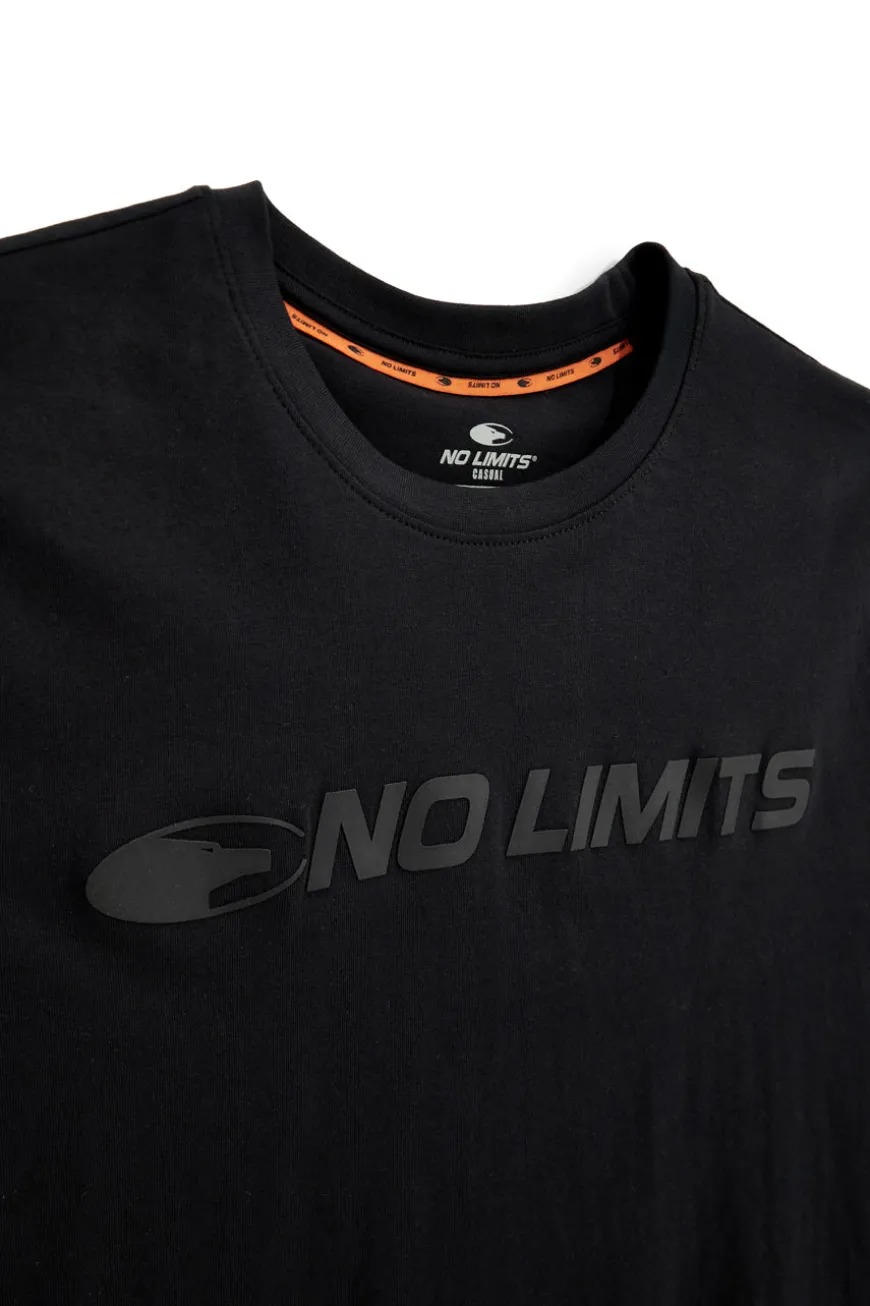 T-shirt nera a maniche corte con logo frontale No limits MATS049S24