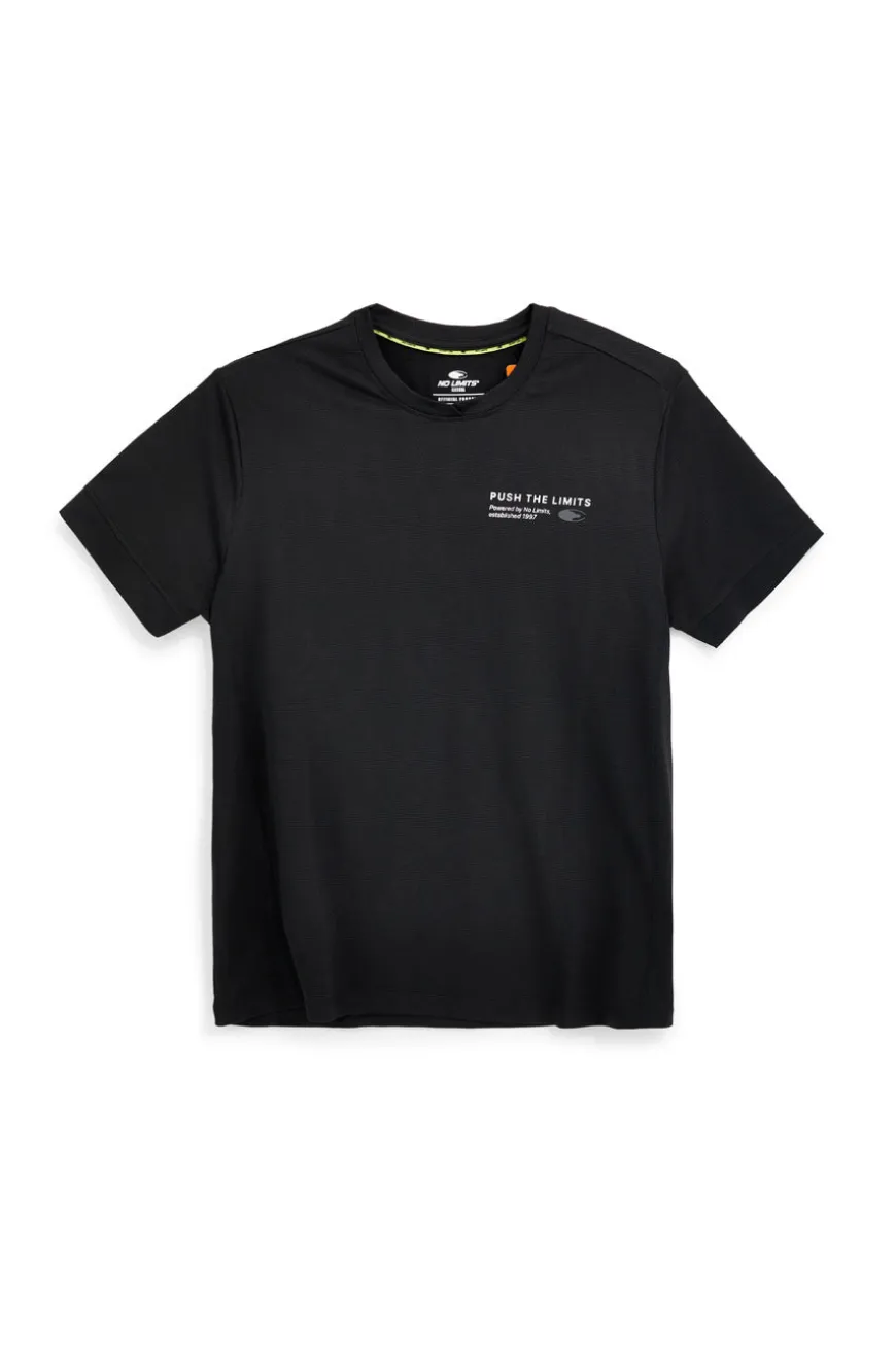 T-shirt nera a maniche corte con stampa frontale No limits MATS026S26
