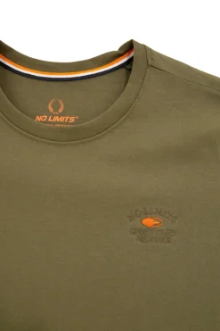 T-shirt verde a maniche corte con logo ricamato No limits MATS024S25