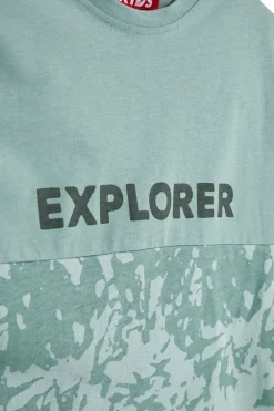 T-shirt verde con stampa Explorer Pitt kids PT-B-T-9010