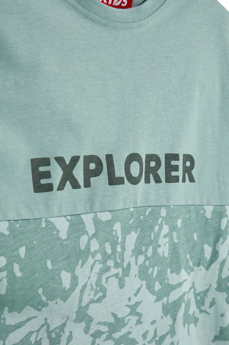 T-shirt verde con stampa Explorer Pitt kids PT-B-T-9010