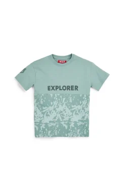 T-shirt verde con stampa Explorer Pitt kids PT-B-T-9010