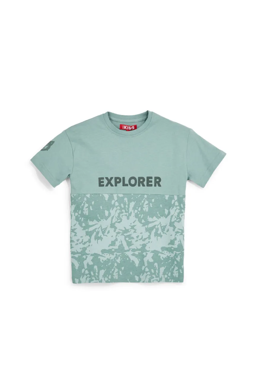 T-shirt verde con stampa Explorer Pitt kids PT-B-T-9010