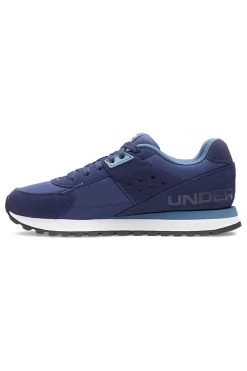 Under Armour Essential Runner – blaue Nylon-Sneaker mit Wildledereinsätzen