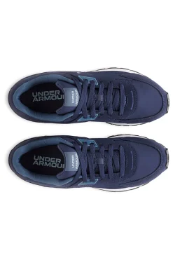 Under Armour Essential Runner – blaue Nylon-Sneaker mit Wildledereinsätzen
