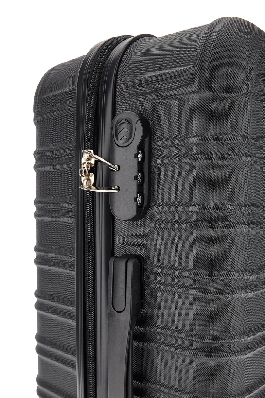 Valigia rigida nera media con ruote girevoli Prima riga PR167/M