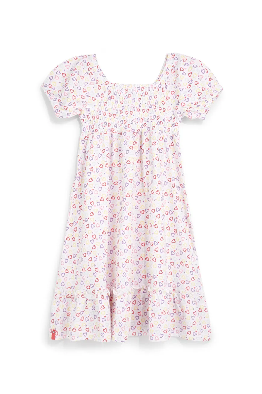 Vestito bianco con stampa cuori in cotone Pitt kids Pt-g-d-9043