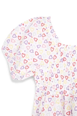 Vestito bianco con stampa cuori in cotone Pitt kids Pt-g-d-9043