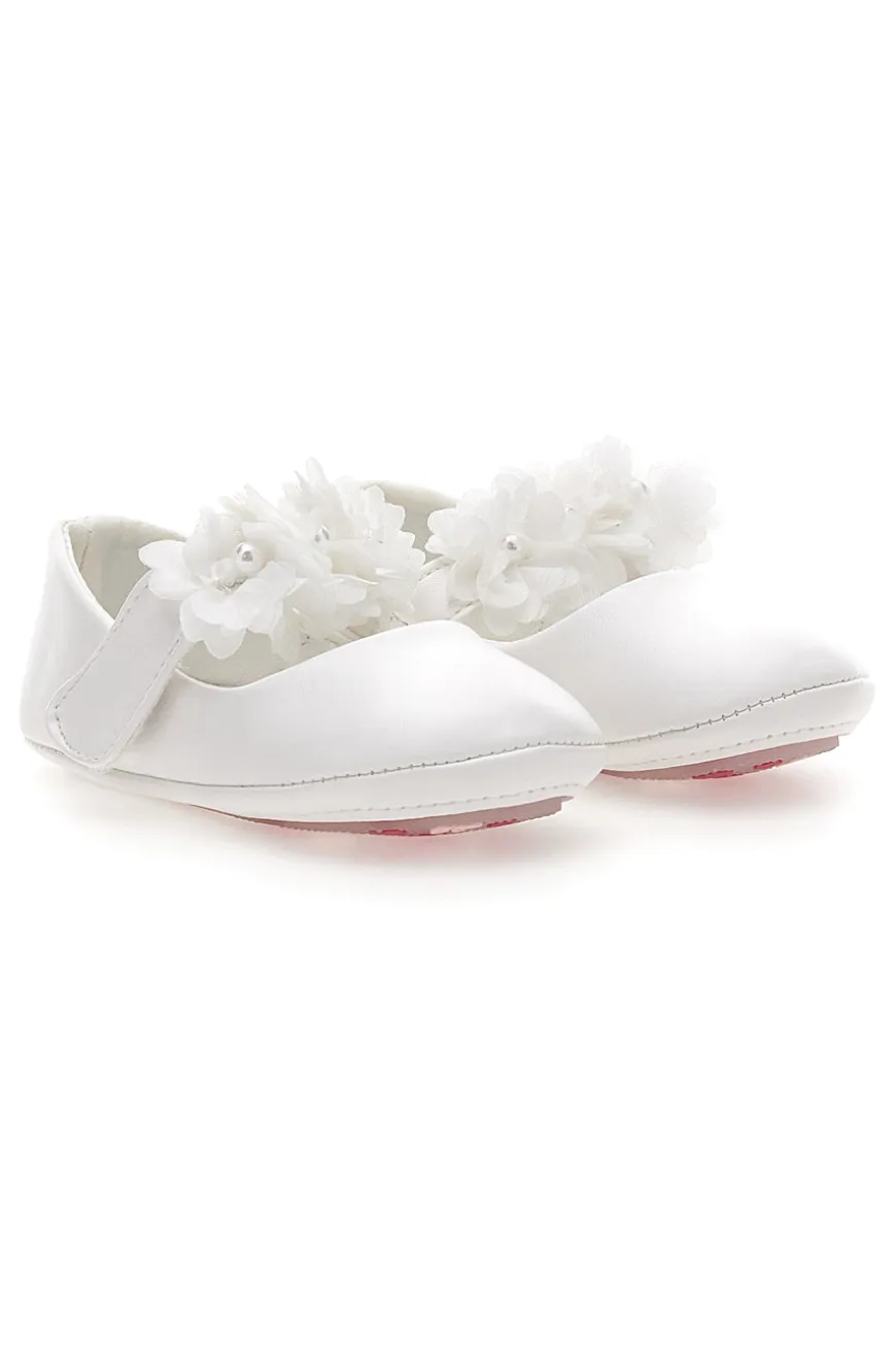 Weiße Ballerinas mit dekorativen Blumen Thank you girl 392601S