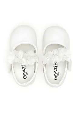 Weiße Ballerinas mit dekorativen Blumen Thank you girl 392601S