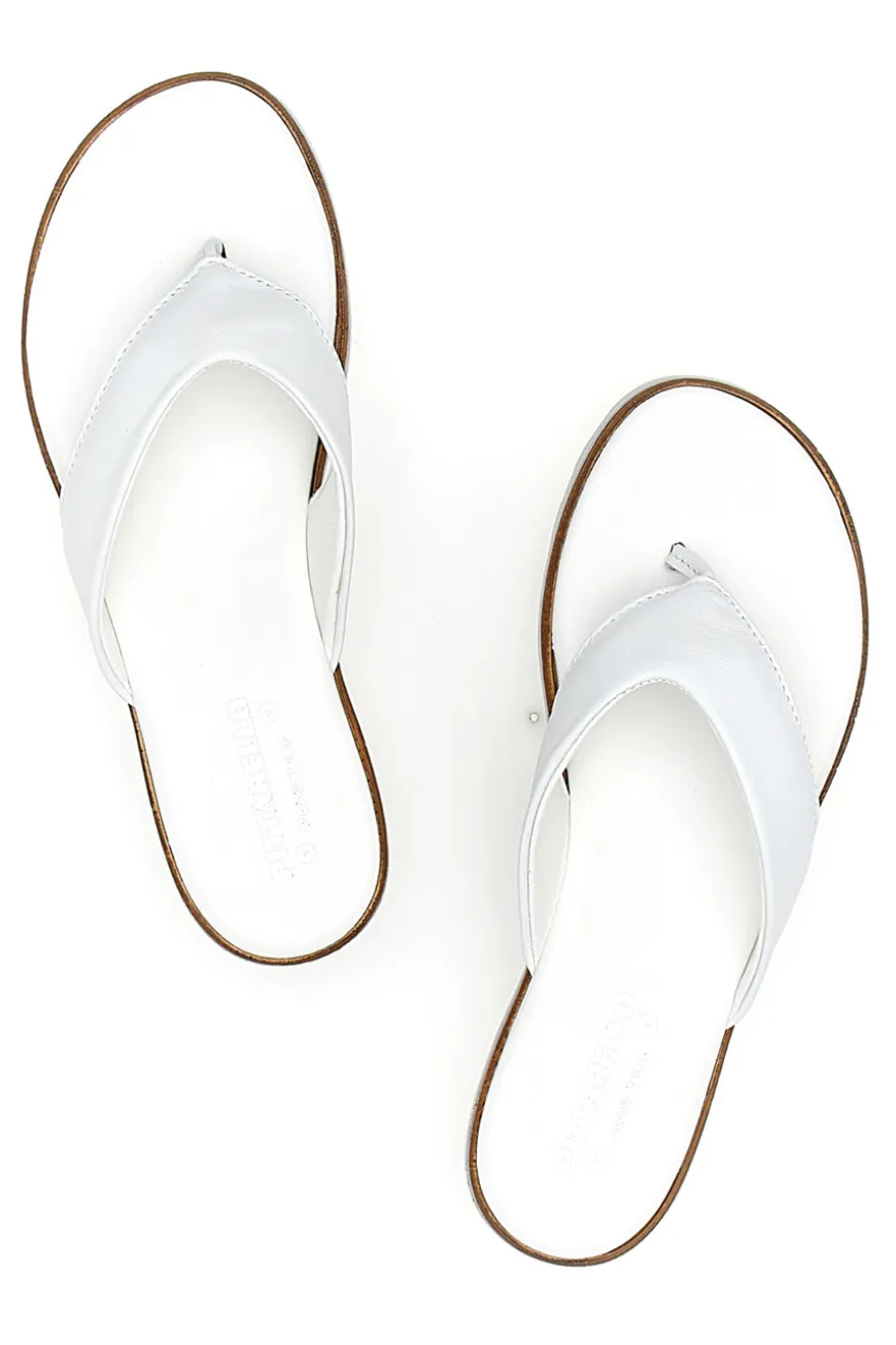 Weiße Flip-Flop-Hausschuhe, hergestellt in Italien, mit Obermaterial aus Leder, PITTARELLO 66470811