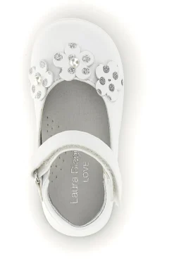 Weiße geblümte Ballettschuhe Laura Biagiotti L9973C9763